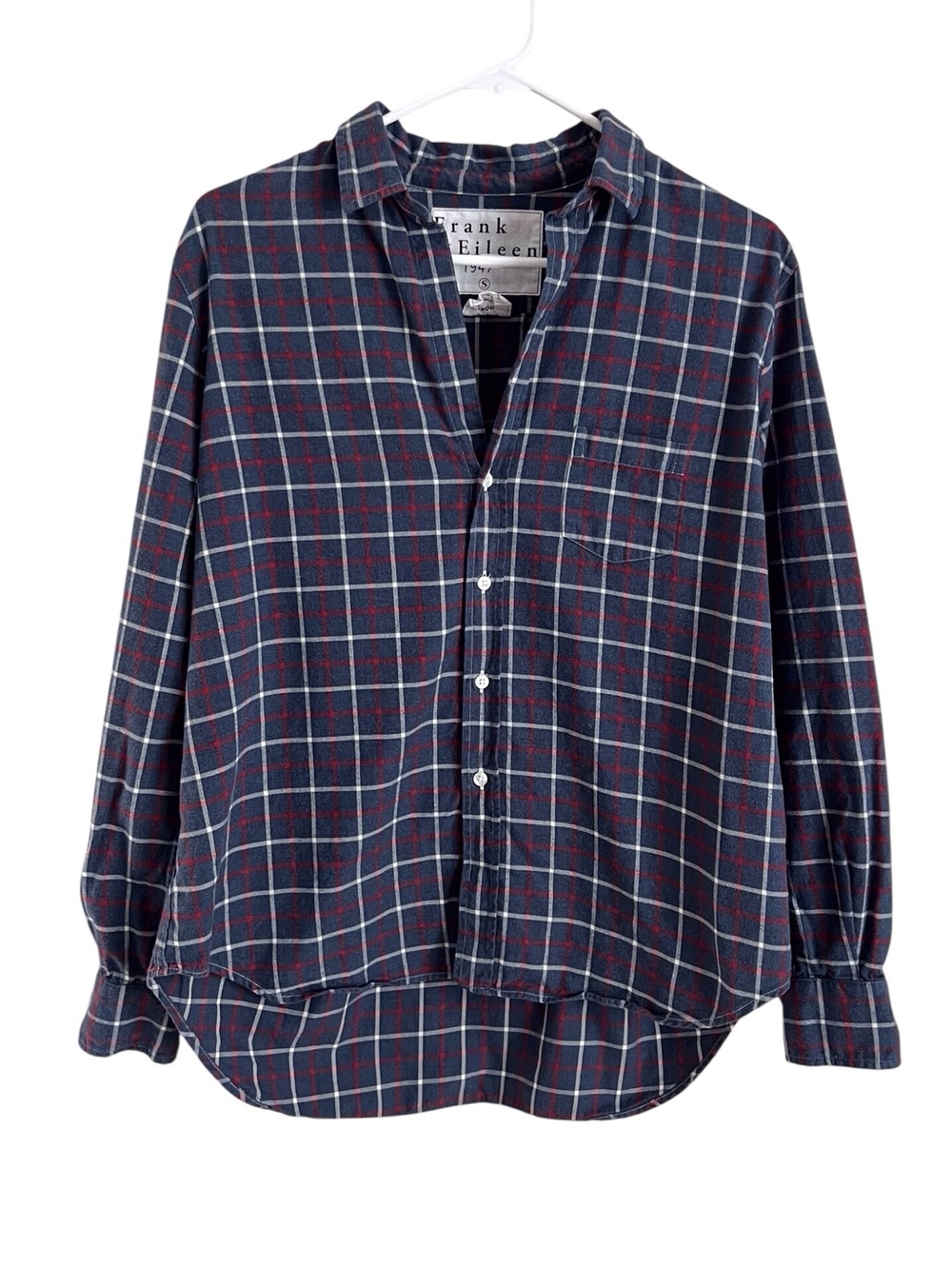 Frank & Eileen Relaxed Button Up Shirt Grey Blue Plaid Eileen Preppy Small